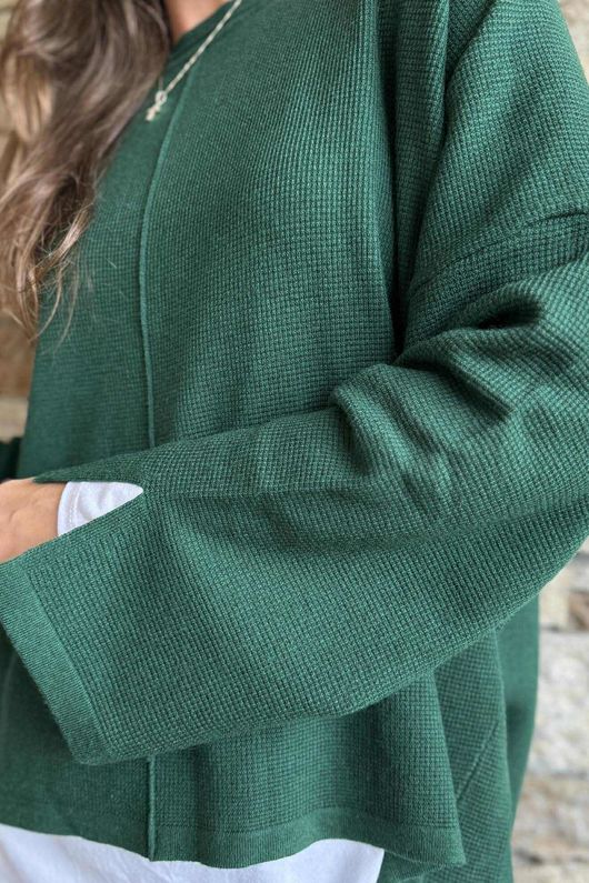 Frankie Waffle Box Knit Racing Green /25=